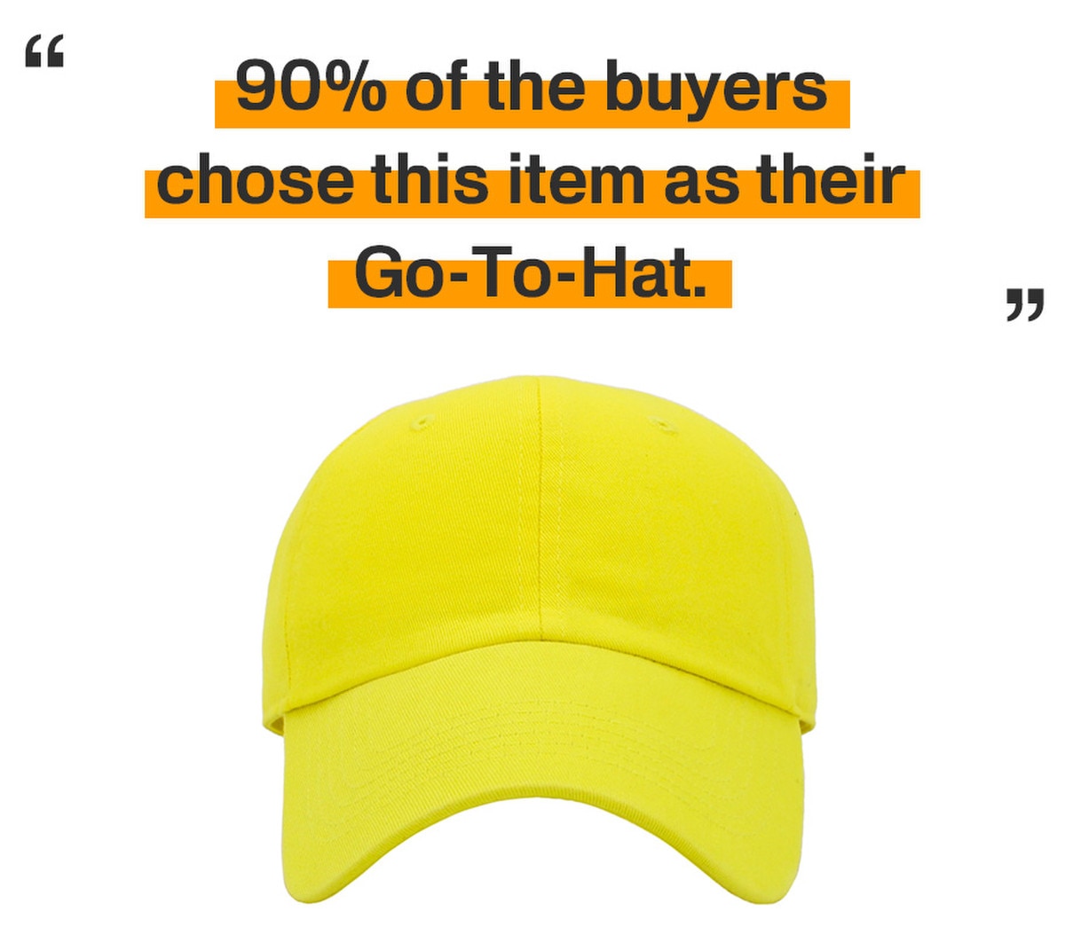 Yellow Low Profile Baseball Caps Front View